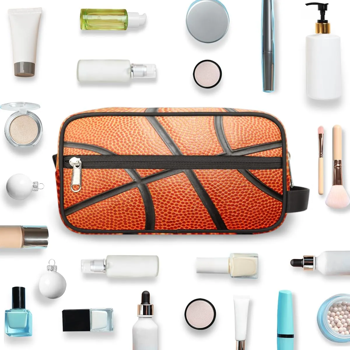 Bardic Travel Toiletry Bag for Boys Men, Waterproof Hanging Dopp Kit for Women, Basketball 3D Shaving Bag with Large Capacity for Travel,Sports Shower