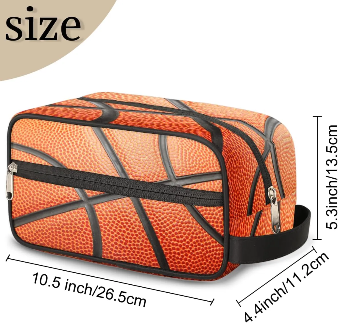 Bardic Travel Toiletry Bag for Boys Men, Waterproof Hanging Dopp Kit for Women, Basketball 3D Shaving Bag with Large Capacity for Travel,Sports Shower