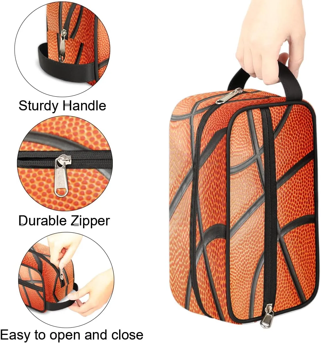 Bardic Travel Toiletry Bag for Boys Men, Waterproof Hanging Dopp Kit for Women, Basketball 3D Shaving Bag with Large Capacity for Travel,Sports Shower