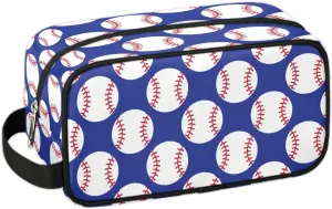 Baseball Blue Travel Toiletry Bag for Boys Men, Waterproof Hanging Dopp Kit for Women, Shaving Bag with Large Capacity for Travel,Sports Shower