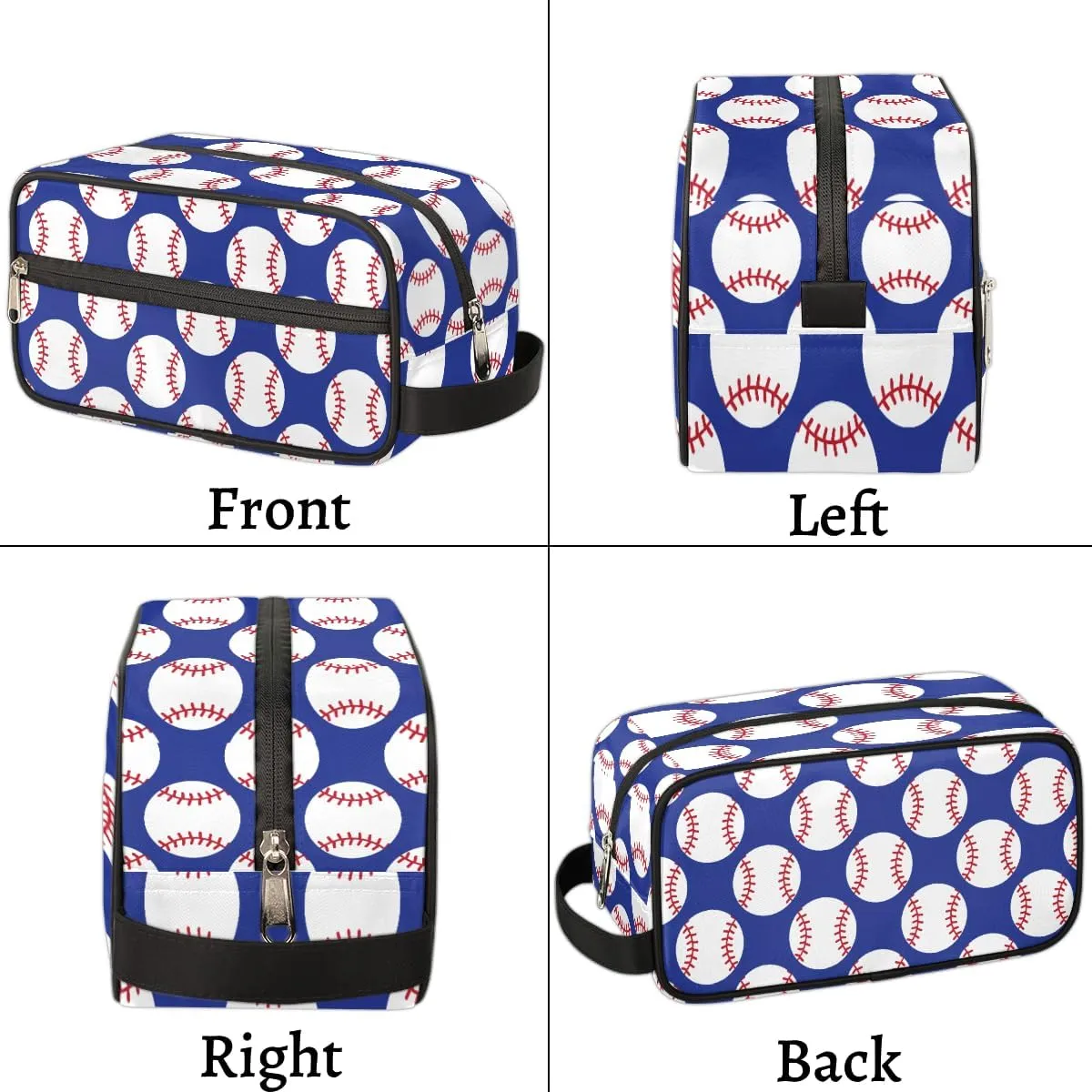 Baseball Blue Travel Toiletry Bag for Boys Men, Waterproof Hanging Dopp Kit for Women, Shaving Bag with Large Capacity for Travel,Sports Shower