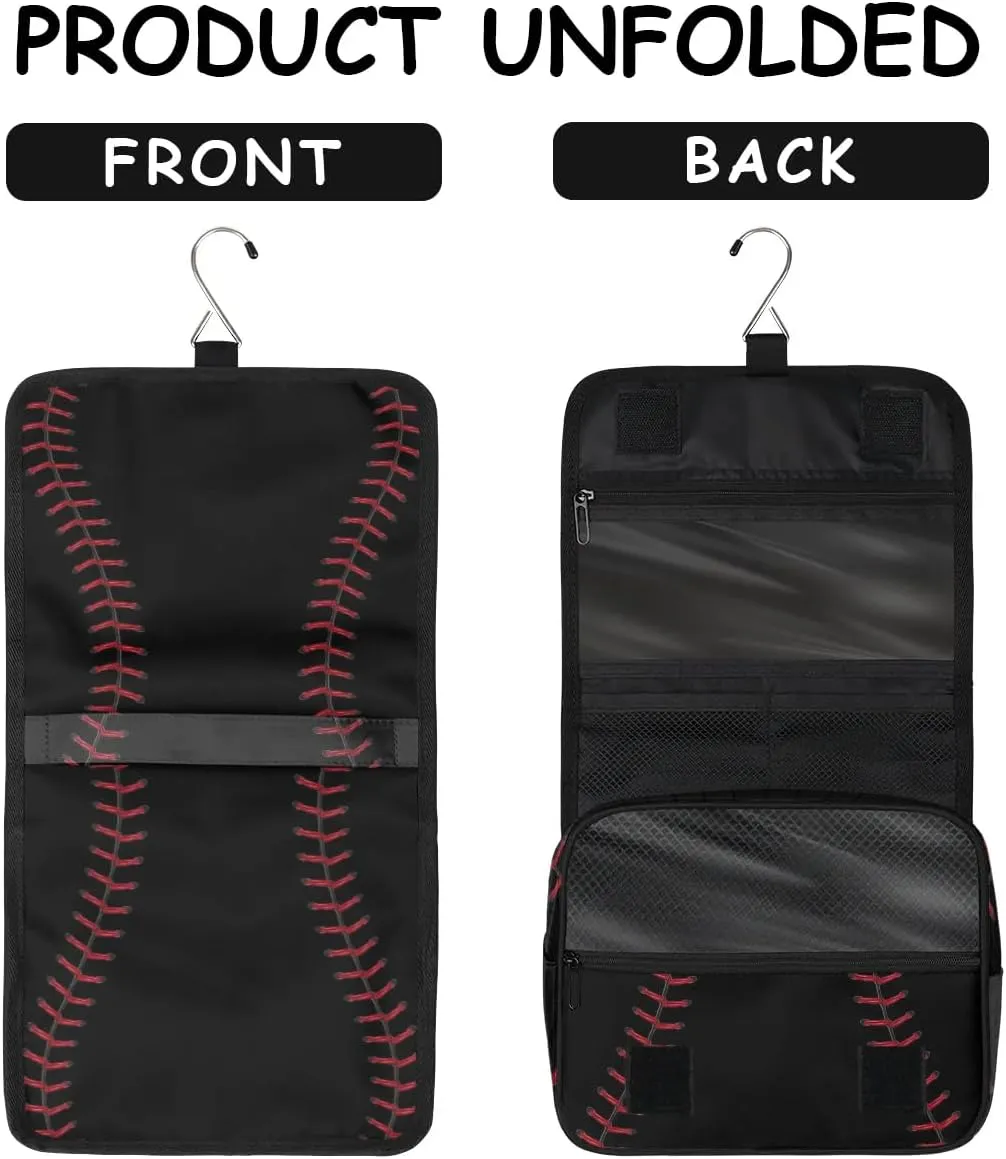 Baseball Hanging Travel Toiletry Bag, Boys Travel Toiletry Bag, Waterproof Kids Makeup Kit Hanging Makeup Bag Travel Cosmetic Bag Shaving Bag for Kids Adult Travel Essential