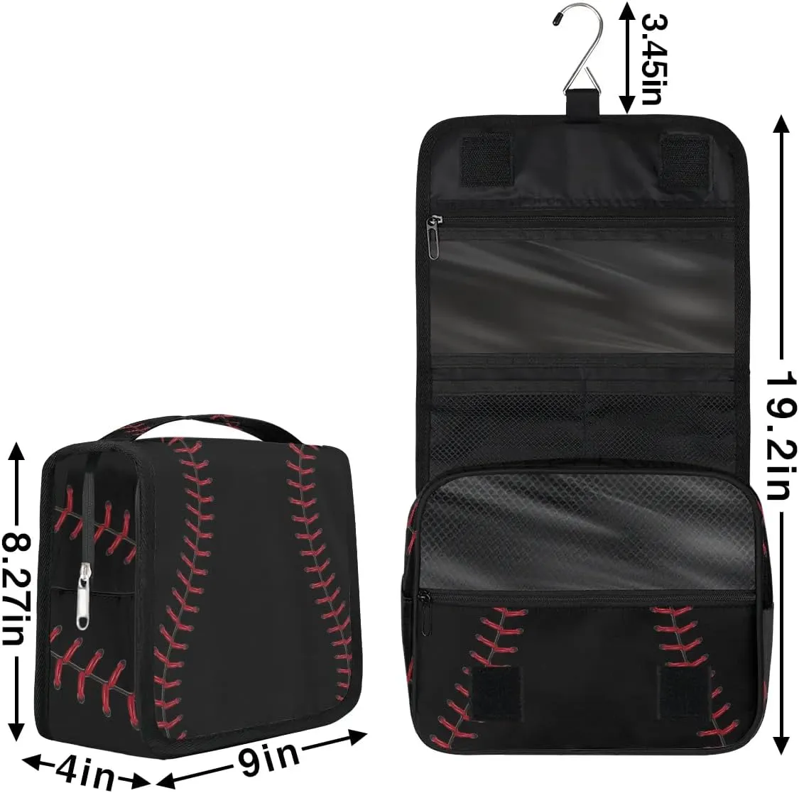 Baseball Hanging Travel Toiletry Bag, Boys Travel Toiletry Bag, Waterproof Kids Makeup Kit Hanging Makeup Bag Travel Cosmetic Bag Shaving Bag for Kids Adult Travel Essential