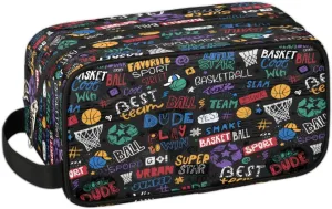 Basketball Travel Toiletry Bag for Boys Men, Waterproof Hanging Dopp Kit for Women, Shaving Bag with Large Capacity for Travel,Sports Shower