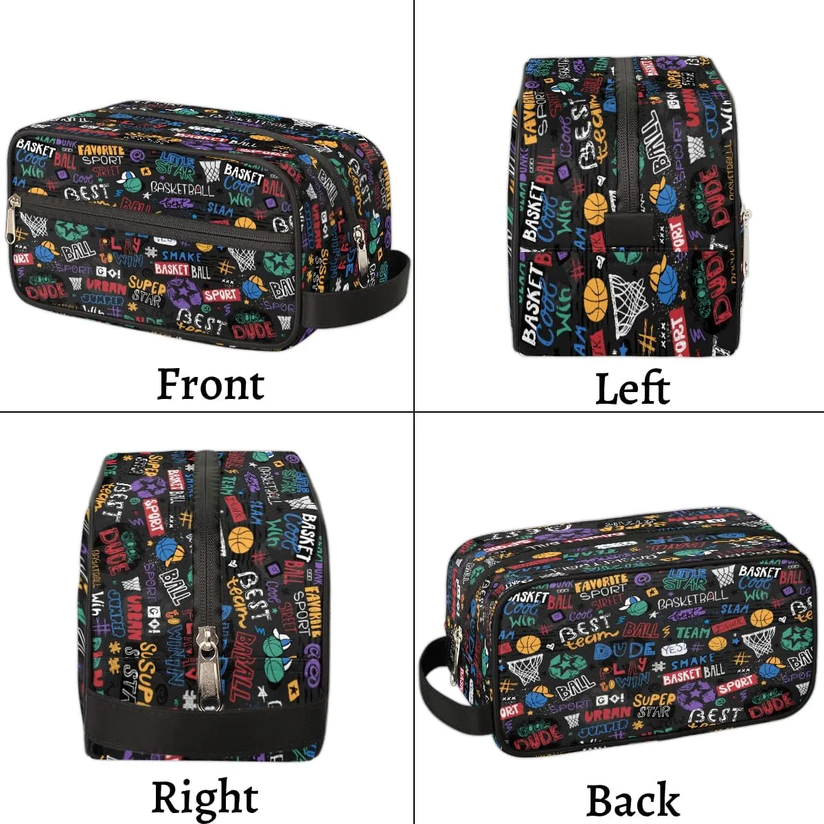 Basketball Travel Toiletry Bag for Boys Men, Waterproof Hanging Dopp Kit for Women, Shaving Bag with Large Capacity for Travel,Sports Shower