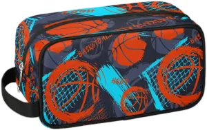 Basketball Travel Toiletry Bag for Kids, Waterproof Hanging Wash Bag Dopp Kit for Boys Shaving Bag for Toiletries Accessories