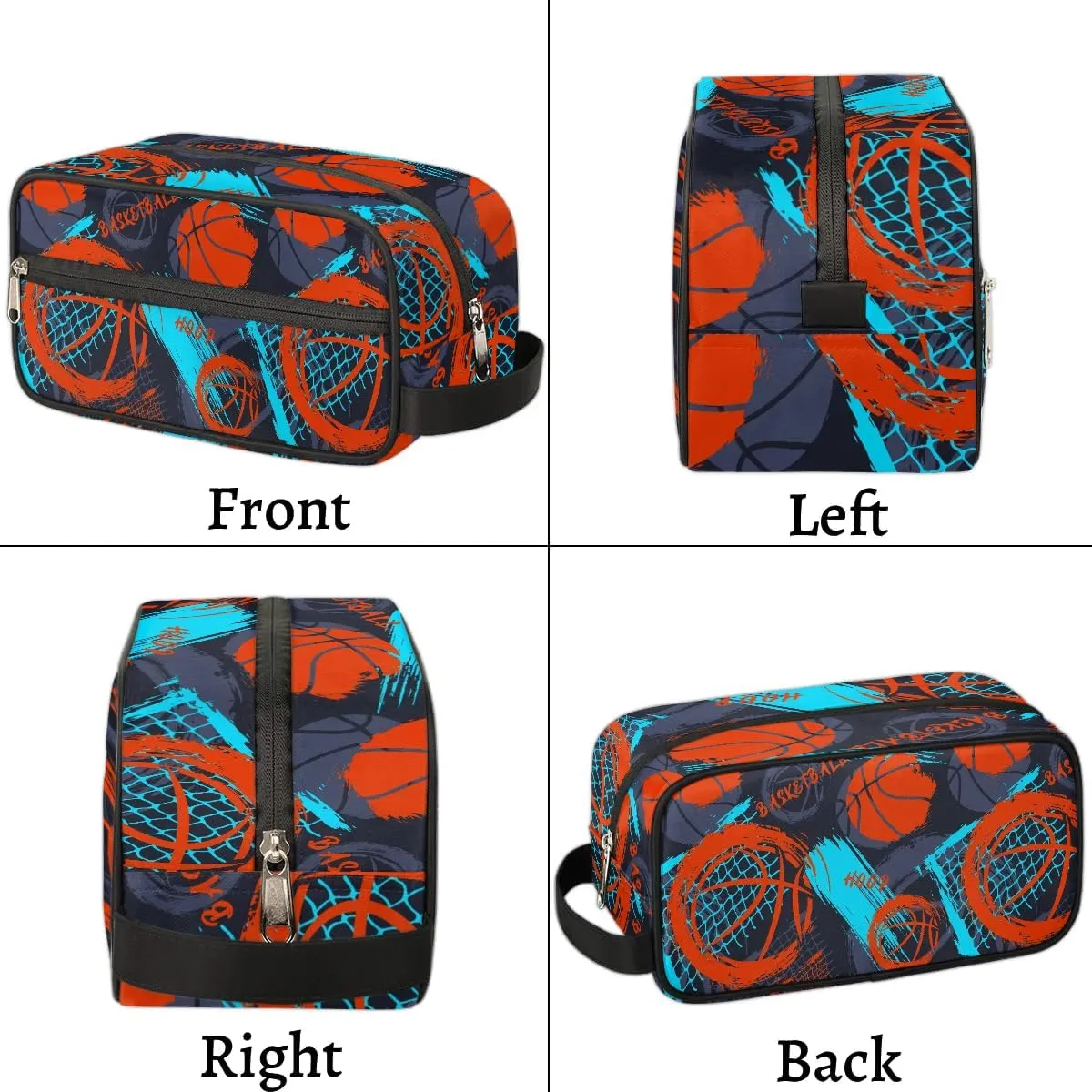 Basketball Travel Toiletry Bag for Kids, Waterproof Hanging Wash Bag Dopp Kit for Boys Shaving Bag for Toiletries Accessories