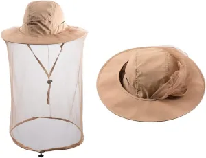 Beekeeping Veil Hat Bee Keeper Hunting Net Netting Cap Beekeepers Costume Gnats Insect Bug Mosquito Mesh Hats for Men Women Khaki