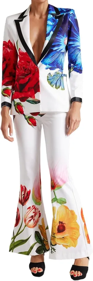 BELLA BARNETT Floral Blazer Two Piece Set for Women Deep V Womens Blazer Elegant Flare Leggings for Women