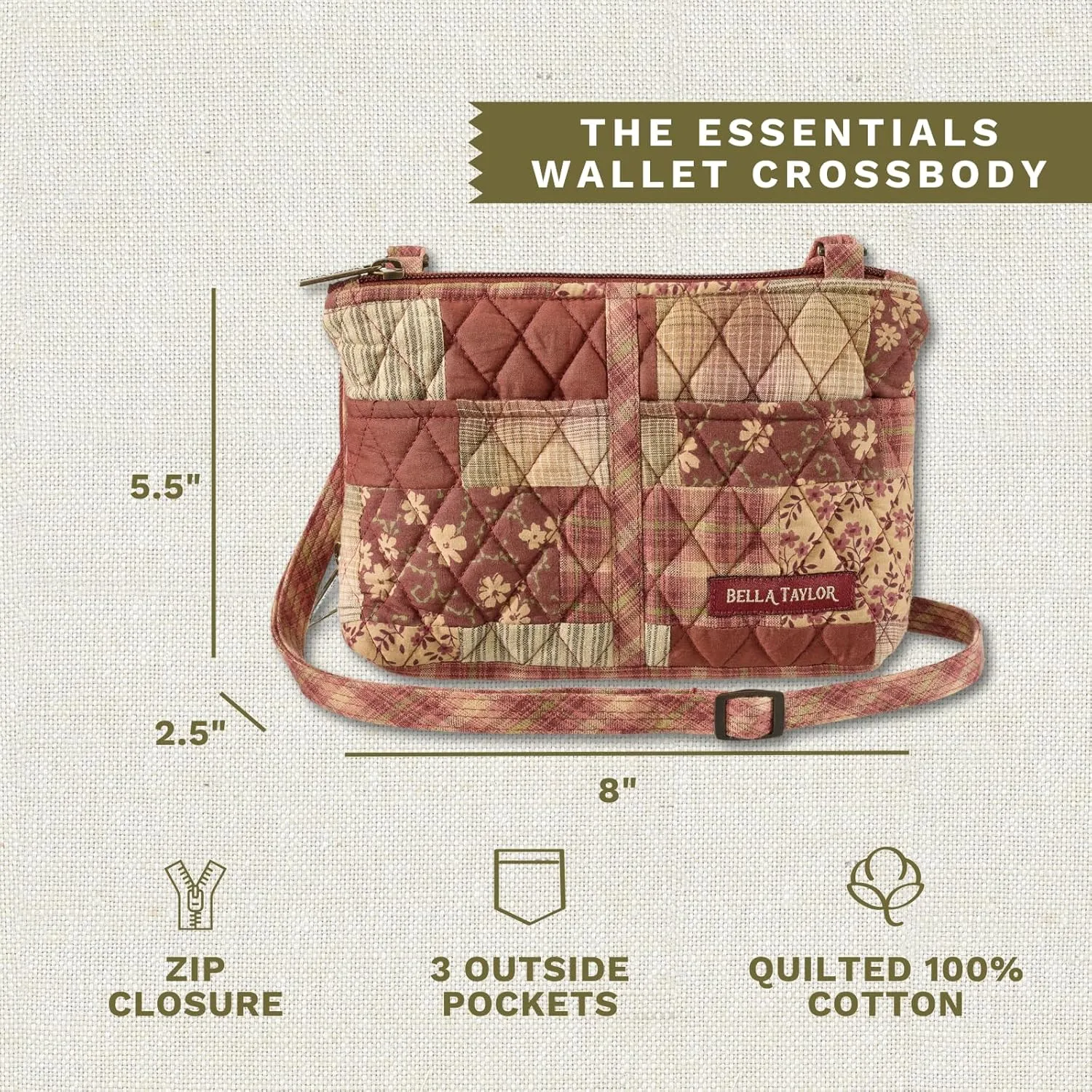 Bella Taylor Essentials Crossbody Purse with Built In Wallet