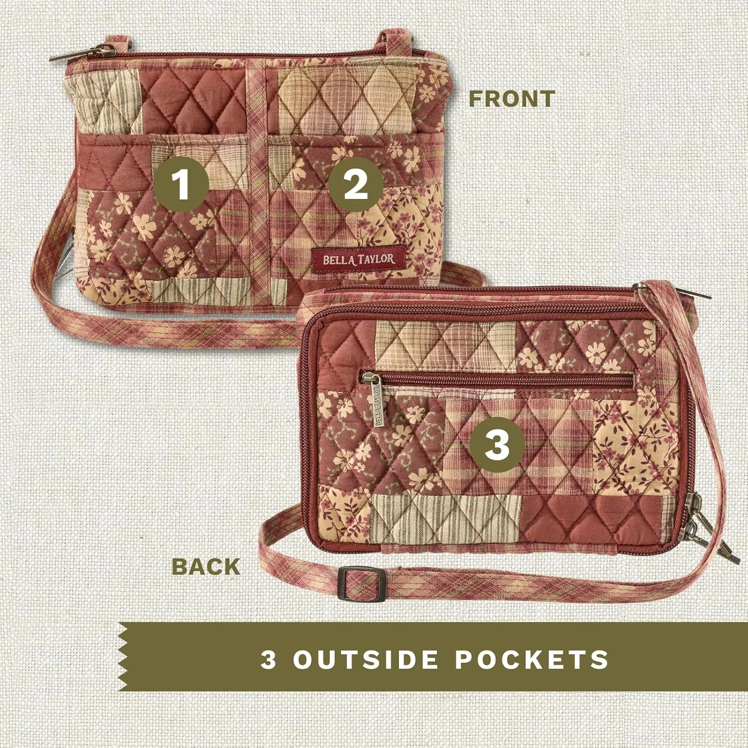 Bella Taylor Essentials Crossbody Purse with Built In Wallet