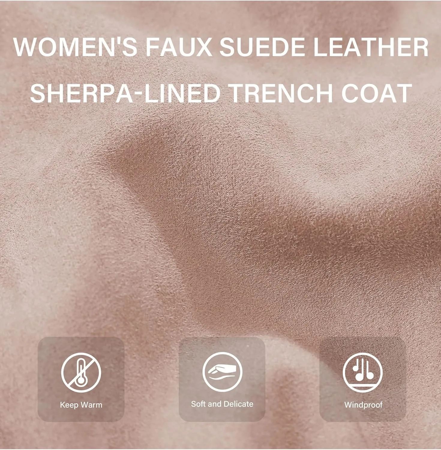 Bellivera Women Faux Leather Trench Coat Fleece-Lined Mid-length Jacket with Detachable Fur Collar