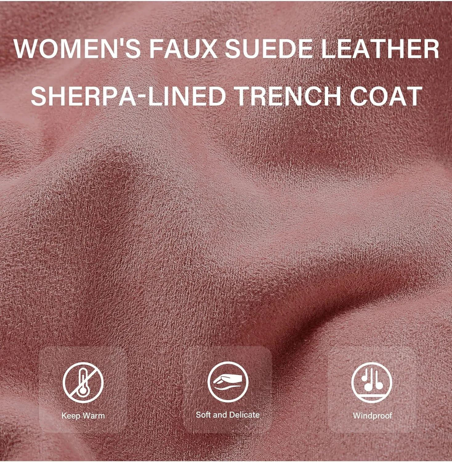 Bellivera Women Faux Leather Trench Coat Fleece-Lined Mid-length Jacket with Detachable Fur Collar