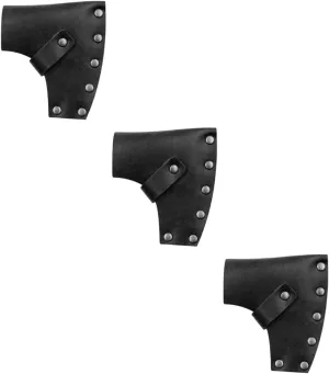 BESPORTBLE 3pcs Professional Leather Hatchet Sleeve Protective Cover for Outdoor Camping Axe Blade Handmade Snap Button Design Easy Waist Carry