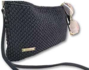 BLACK desing Elegant hand-knitted crochet handbag, black evening bag, custom gifts