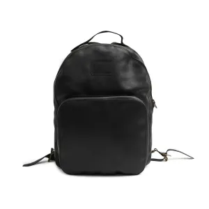 Black Leather Laptop Backpack With Zipped Closure