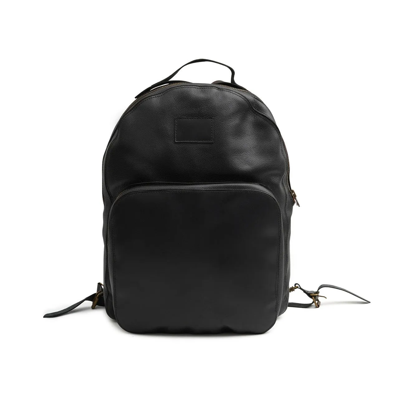 Black Leather Laptop Backpack With Zipped Closure