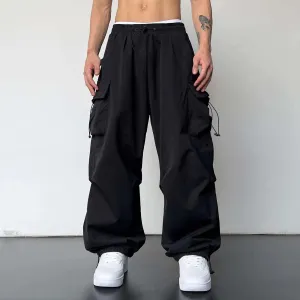 Black Parachute Trousers Men