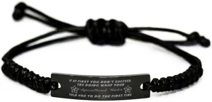 Black Stainless Steel Handmade Bracelets Adjustable Cord Inspirational, Agricultural Worker If at first you don't succeed, try doing what your athletic trainer told you to do the first time.