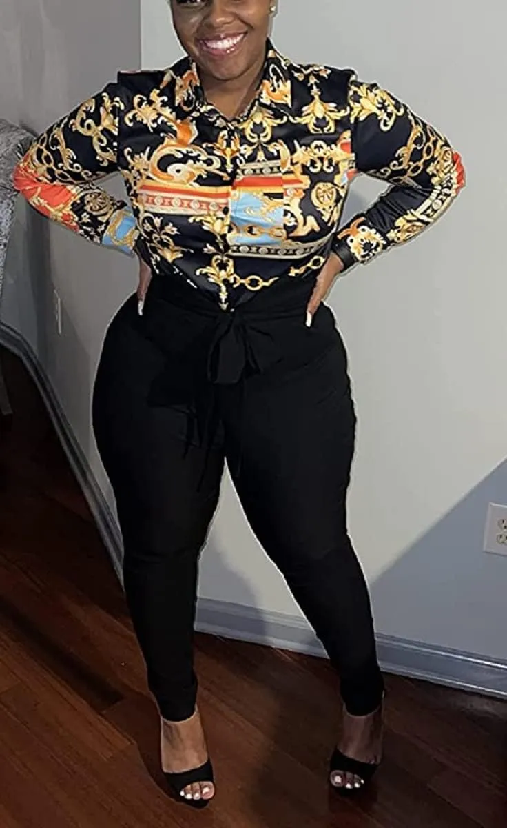 Blouses for Women Dressy Casual Colorful Long Sleeve Shirt Floral Print Tops Loose Collar Sexy T-Shirts Fashion 2023