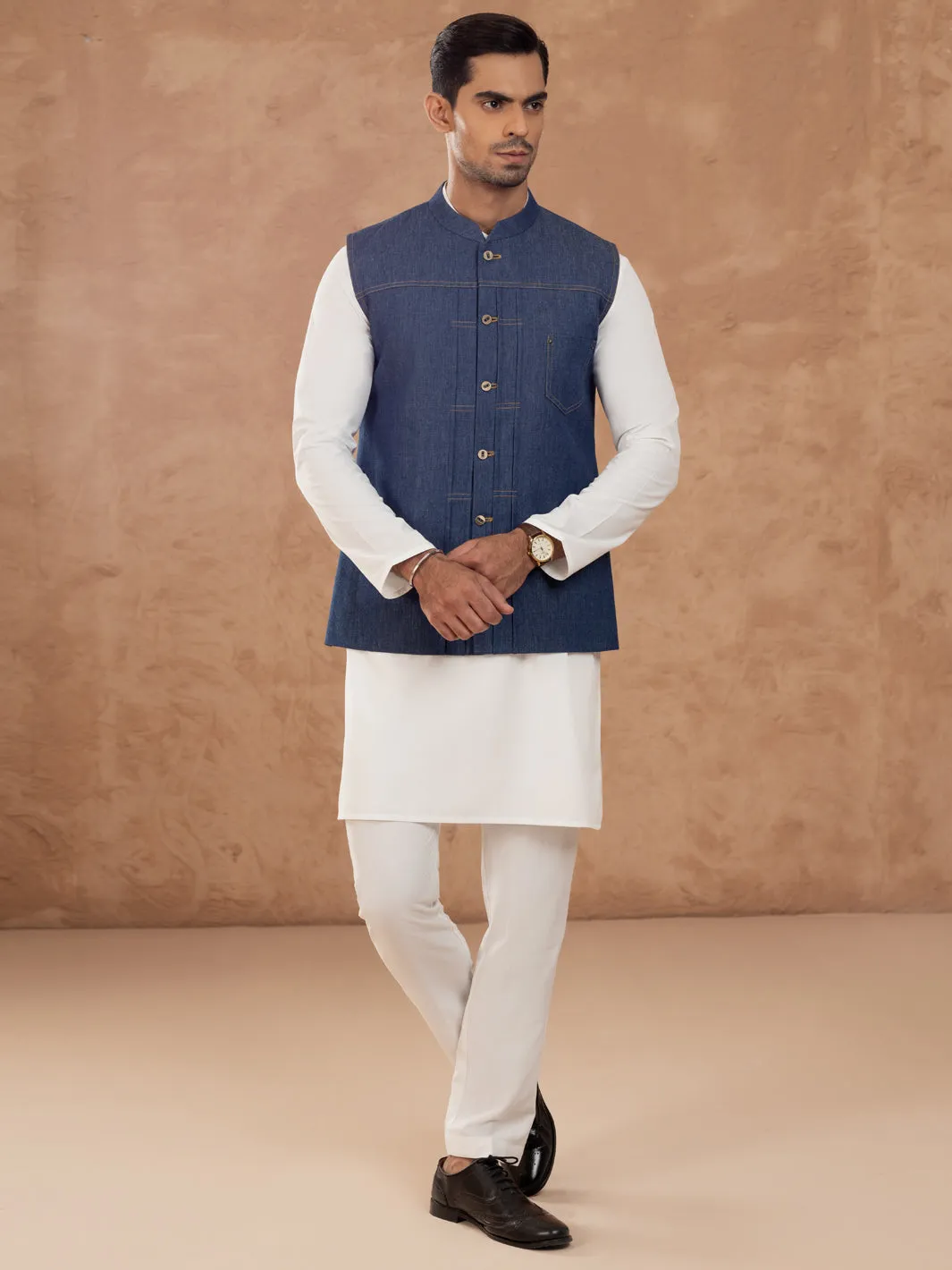 Blue Cotton Waistcoat - AL-WC-541