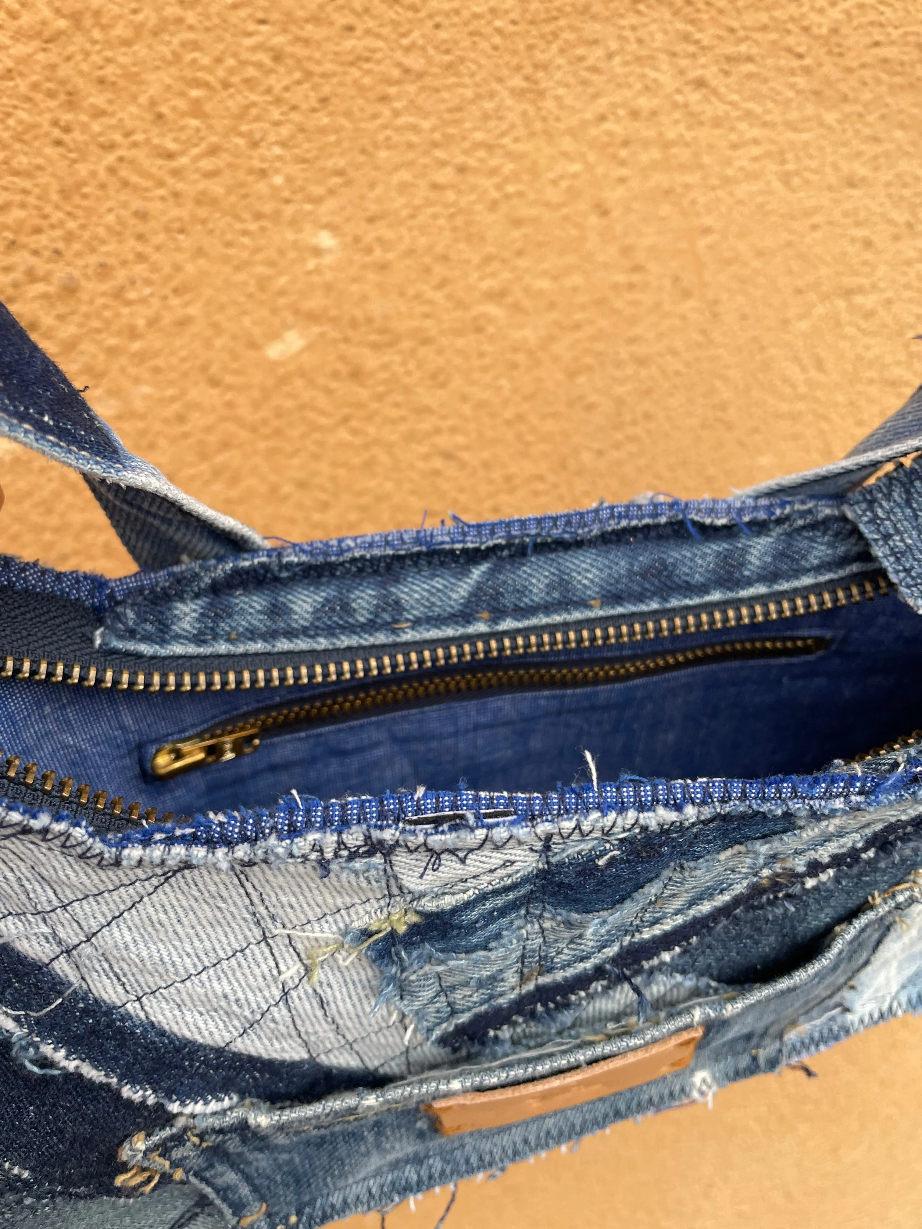 Blue Denim Baguette Bag
