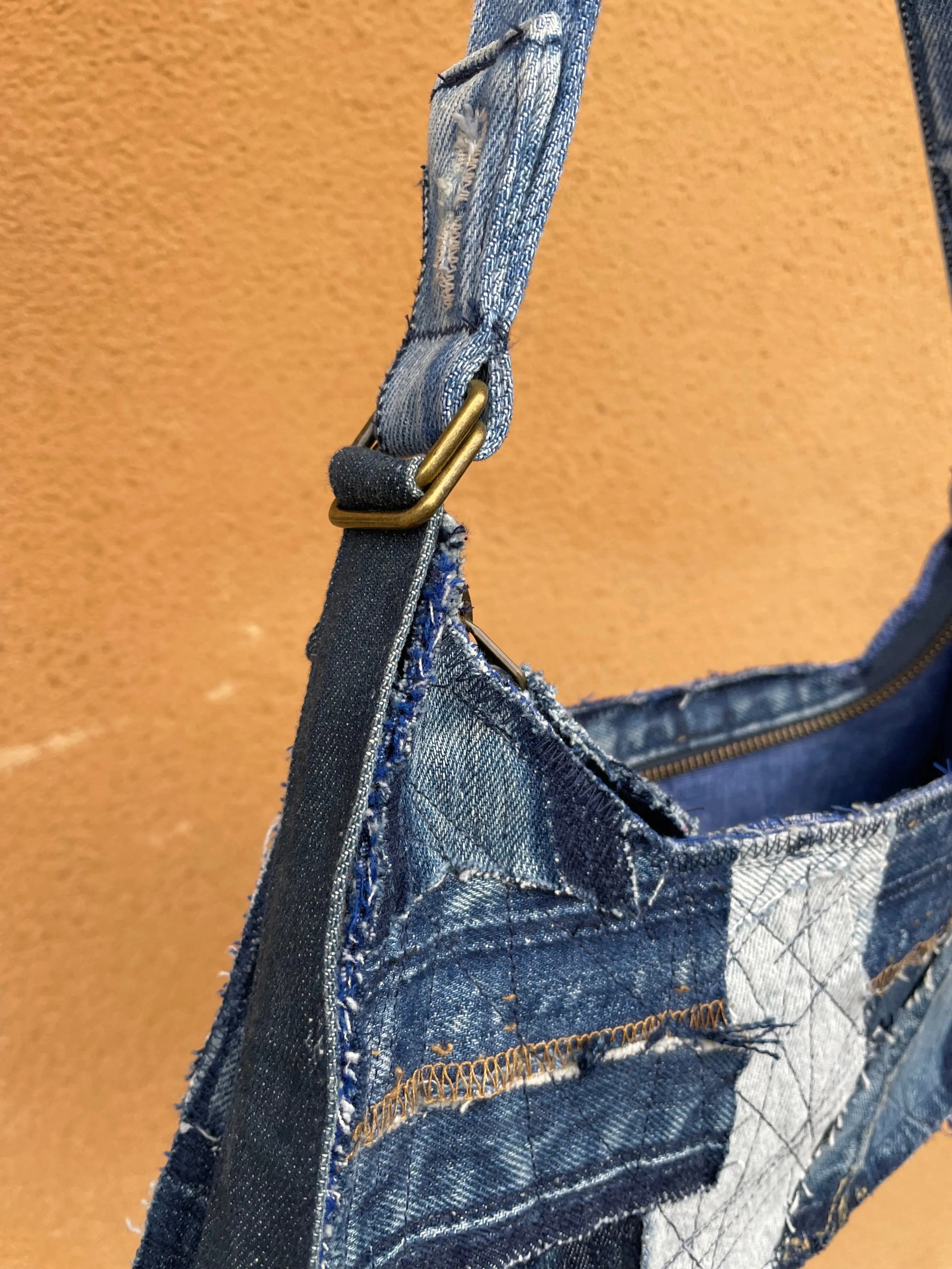 Blue Denim Baguette Bag