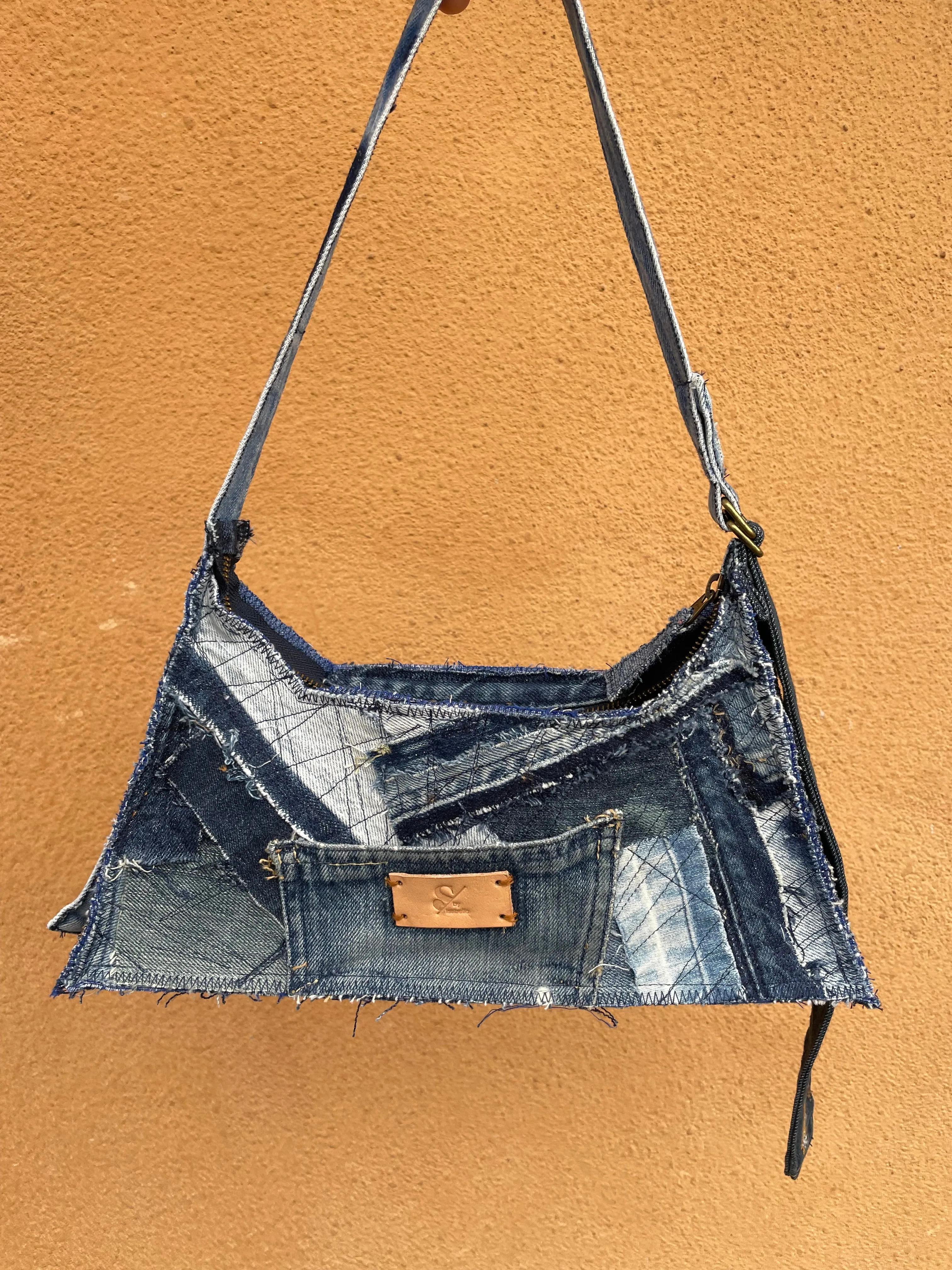 Blue Denim Baguette Bag