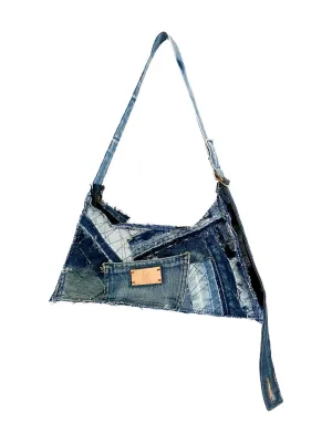 Blue Denim Baguette Bag