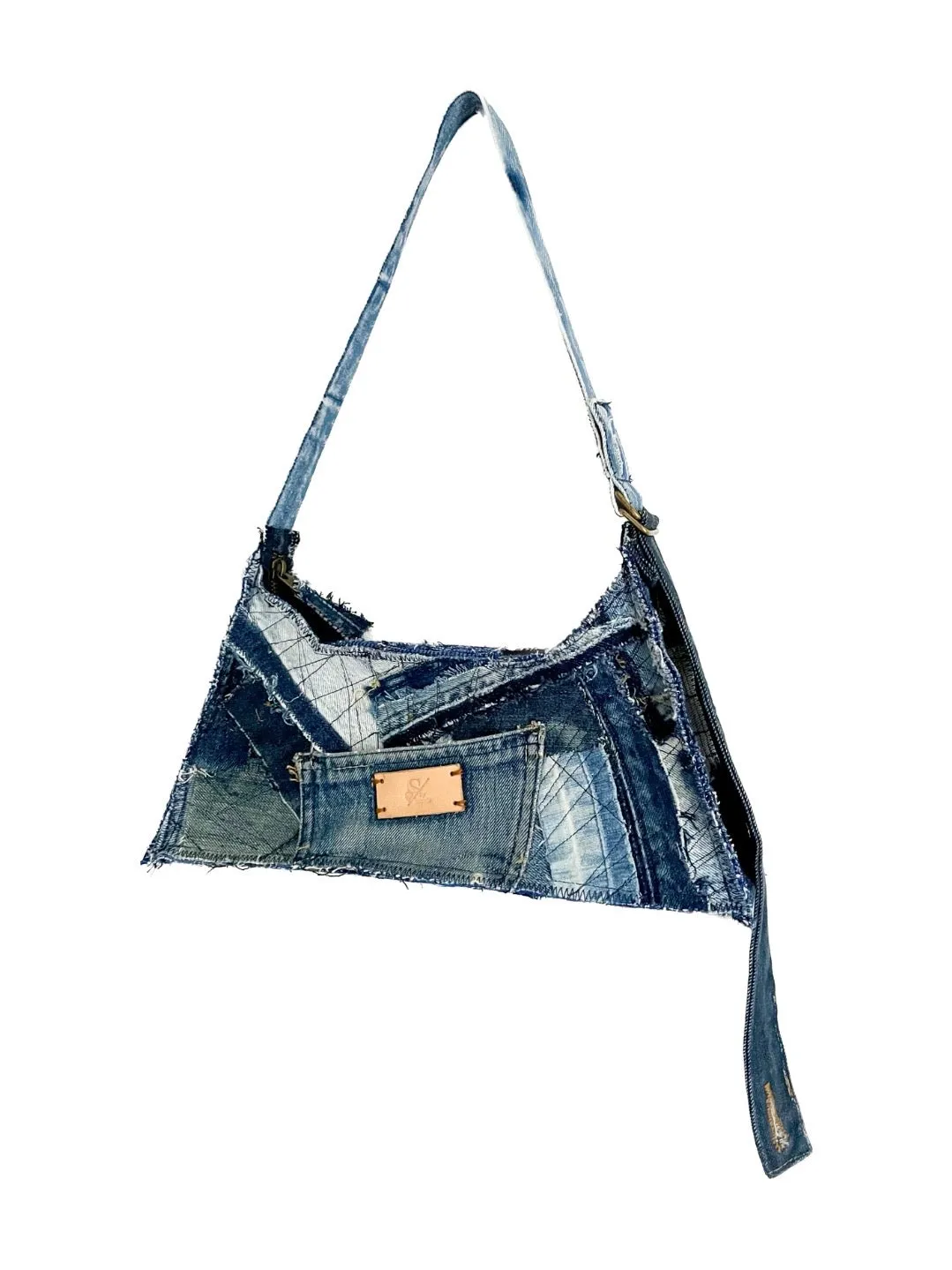 Blue Denim Baguette Bag