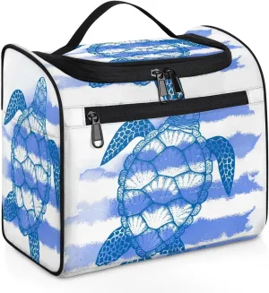 Blue Watercolorf Turtle Toiletry Bag Hanging Travel Organizer for Men and Women Sea Turtle Makeup Cosmetic Case for Toiletries Accessories Water-resistant Bathroom Dopp Kit Shaving Bag