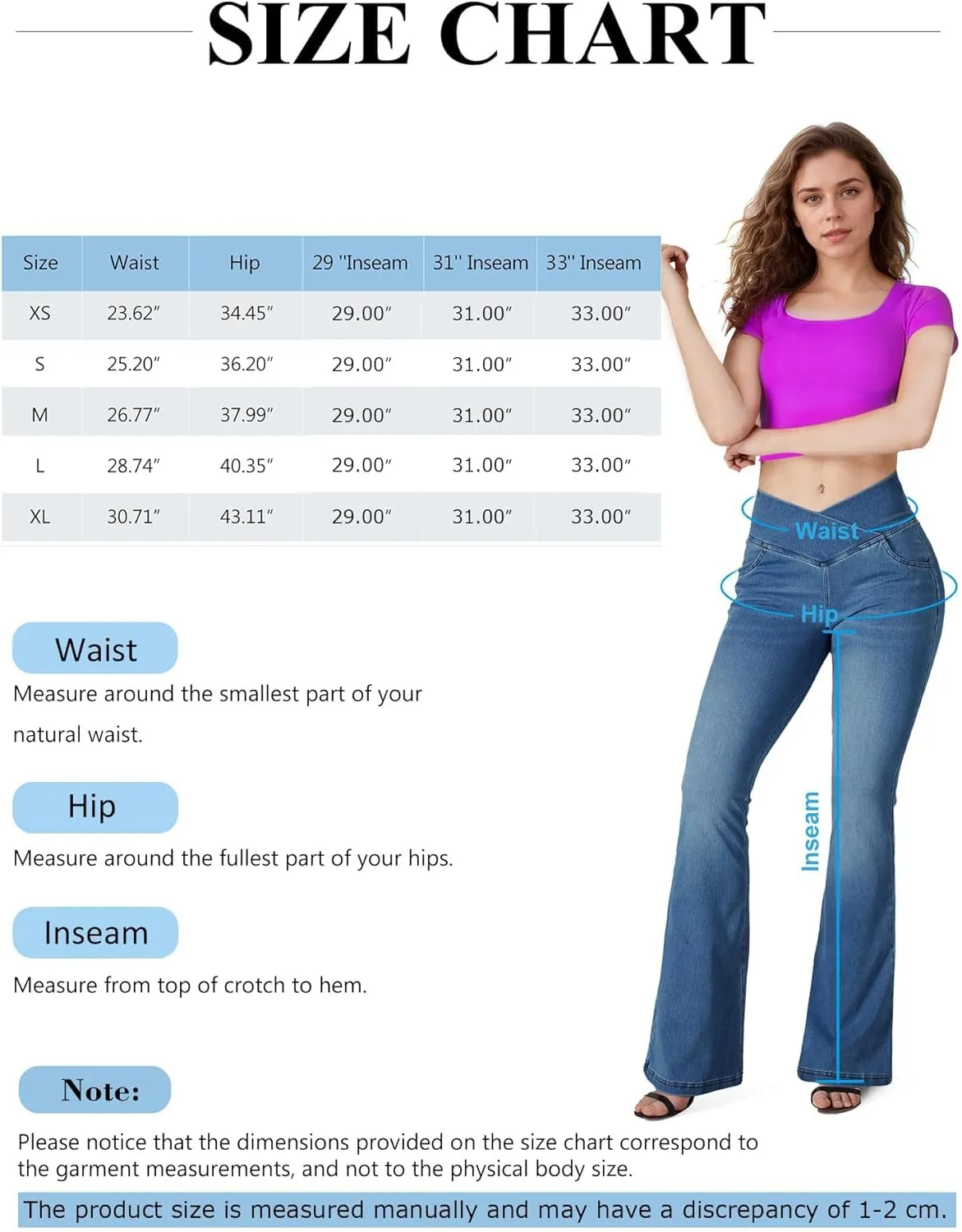 BlueRose Flare Jean Leggings for Women,Bell Bottom Jeans for Women Knit Crossover High Waisted Bootcut Jean