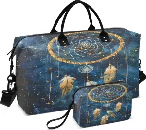 Boho Travel Duffle Bag Gym Bag, Dream Catcher Starry Sky Weekender Bags for Women with Toiletry Bag Travel Tote Bag Swim Bag