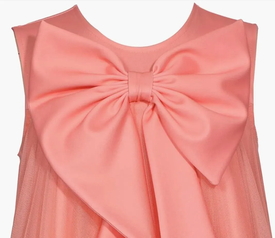 Bonnie Jean Girls Size 7-16 Bow Front Mesh Overlay Shift Dress