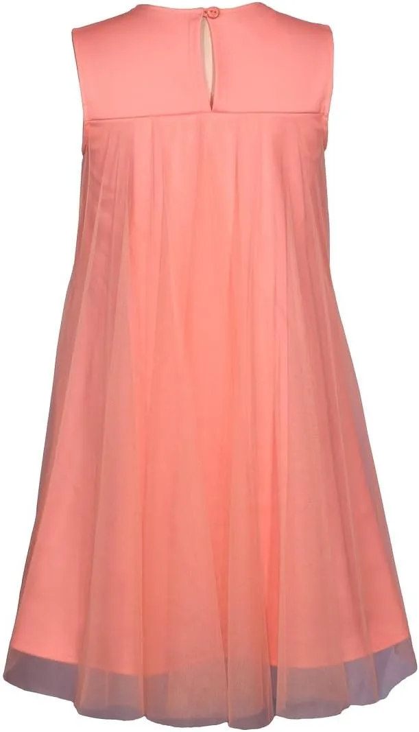 Bonnie Jean Girls Size 7-16 Bow Front Mesh Overlay Shift Dress