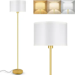 BoostArea Floor Lamp Standing Lamp Gold, 59" Tall Lamps for Living Room, Simple Pole Lamp with White Shade, On/Off Foot Pedal, Bright Dimming Lamp for Kids Room Bedroom Office Decor(E26 Base, NO Bulb)