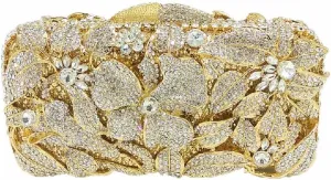Boutique De FGG Elegant Flower Women Crystal Evening Clutch Bags Wedding Party Bridal Rhinestone Handbag Purse