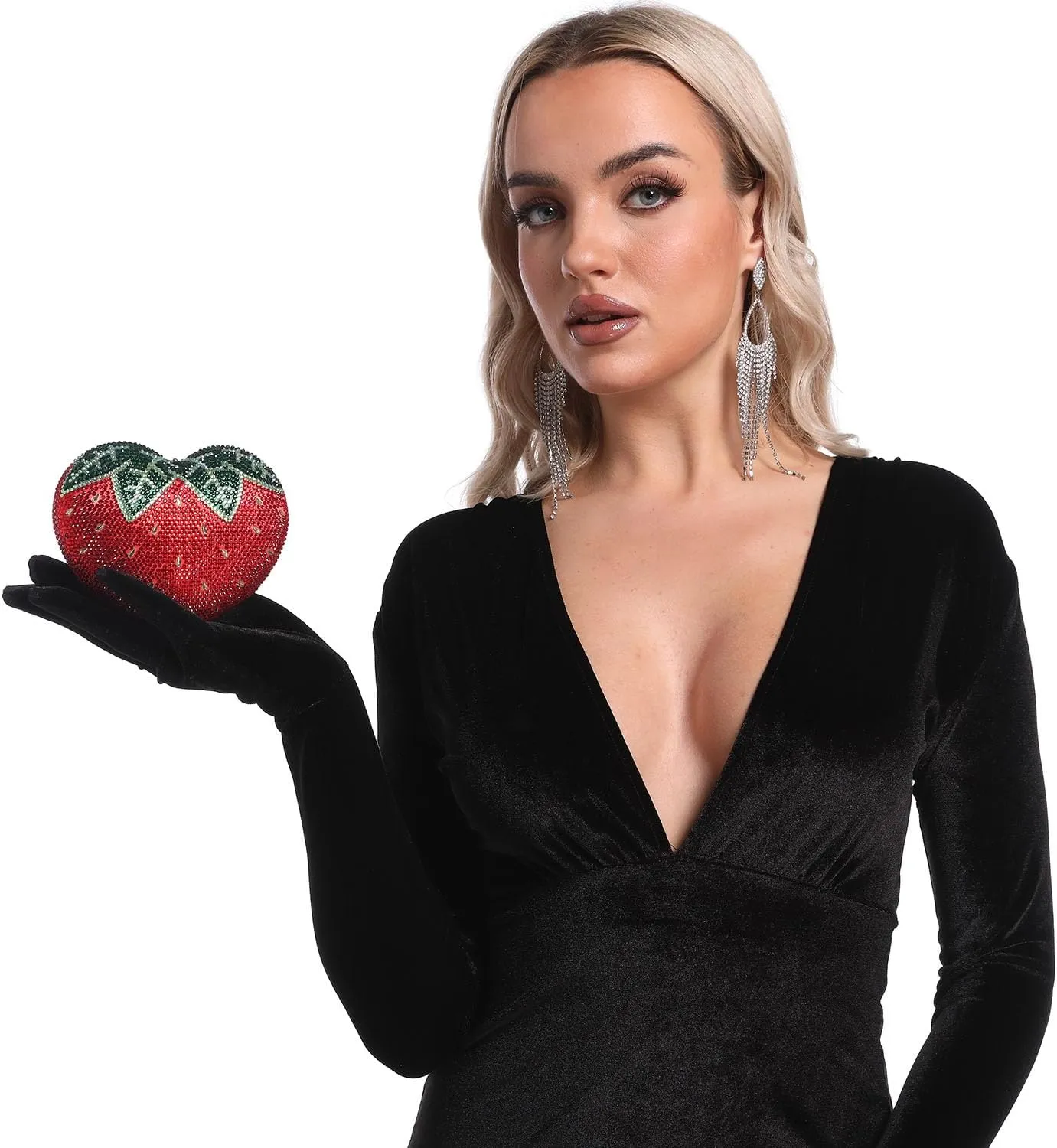 Boutique De FGG Retro Crystal Clutch Purses for Women Luxury Rhinestone Evening Bag Novelty Formal Party Clutch Handbag,Mini
