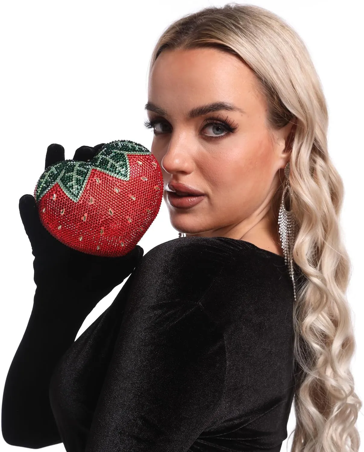 Boutique De FGG Retro Crystal Clutch Purses for Women Luxury Rhinestone Evening Bag Novelty Formal Party Clutch Handbag,Mini