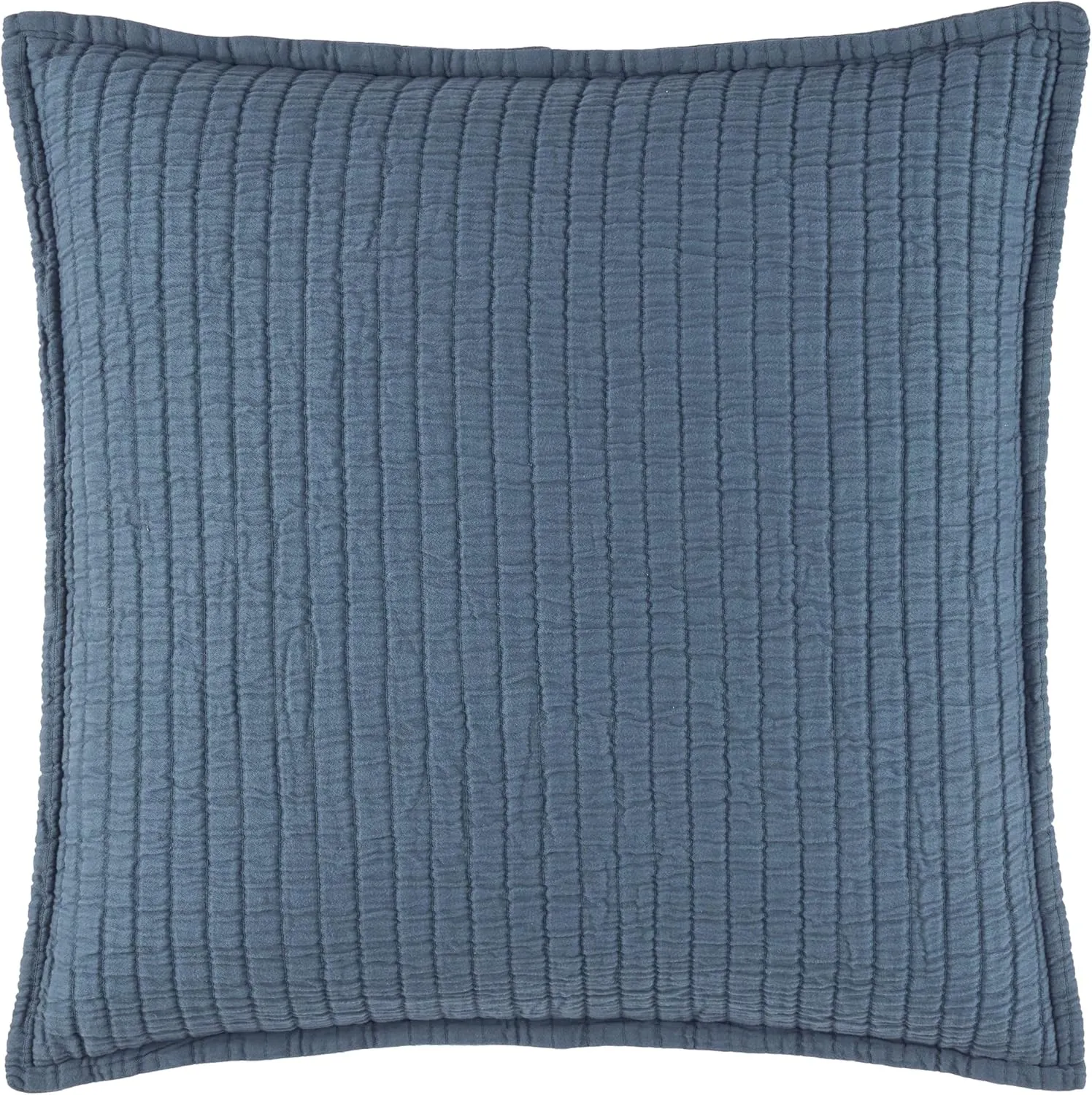 Boyfriend Ink Matelasse Sham, Euro Size, Blue Solid Pattern