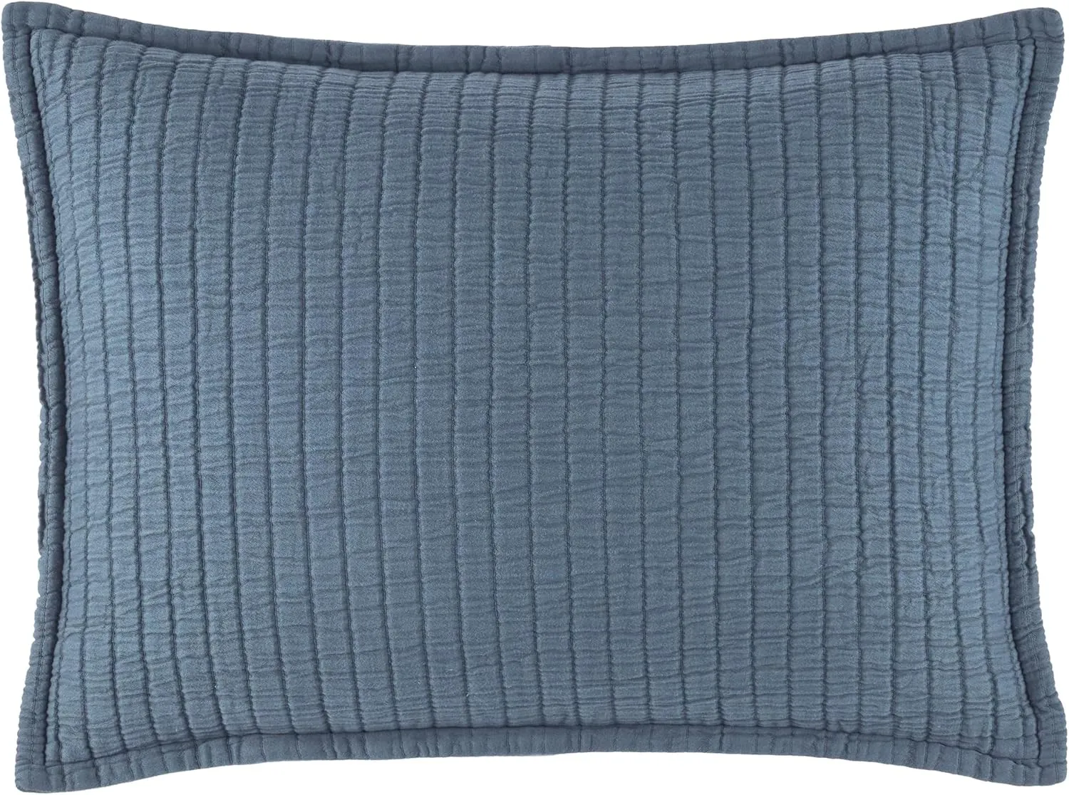 Boyfriend Ink Matelasse Sham, Euro Size, Blue Solid Pattern