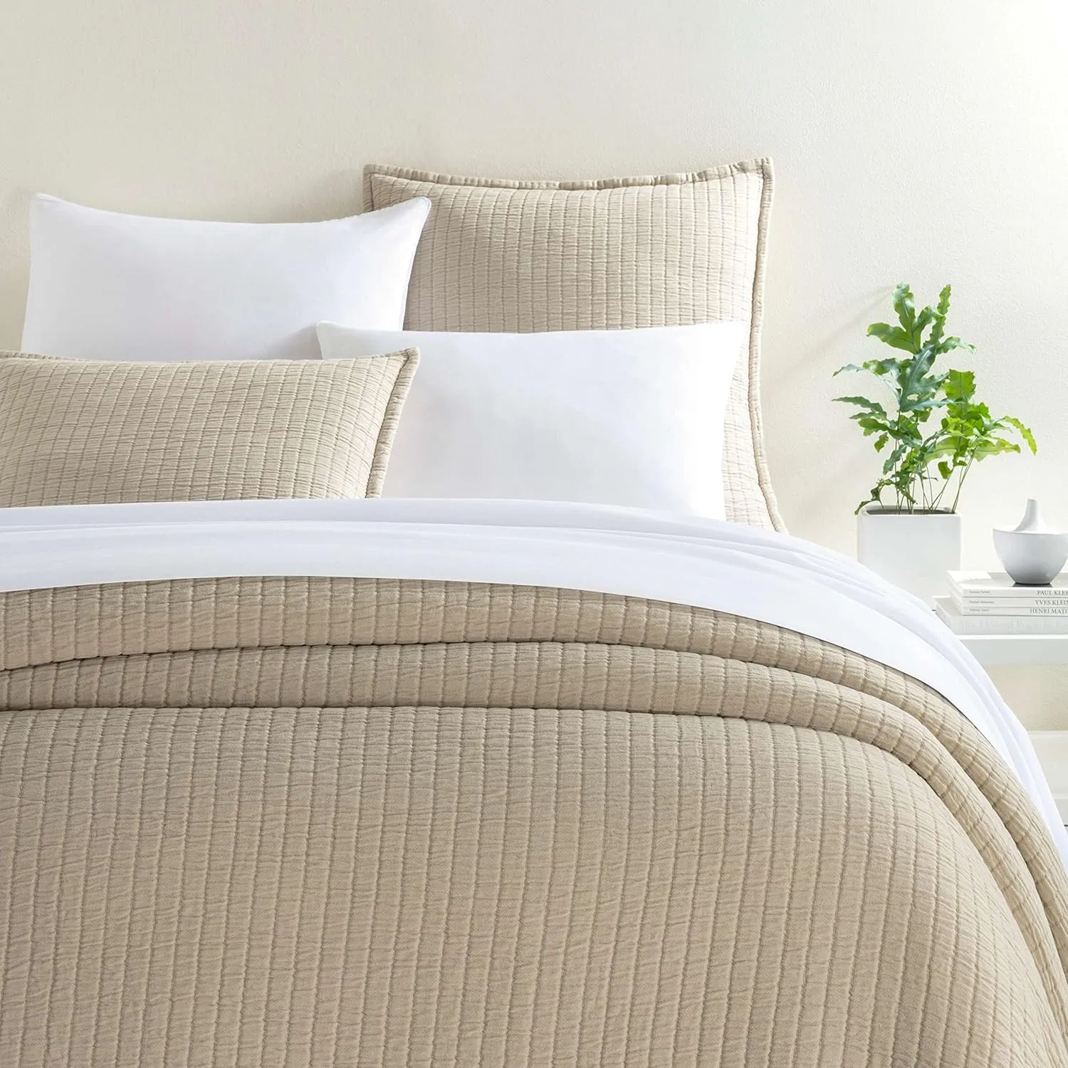 Boyfriend Sand Matelasse Pillow Sham, Standard Size, Neutral Solid Pattern