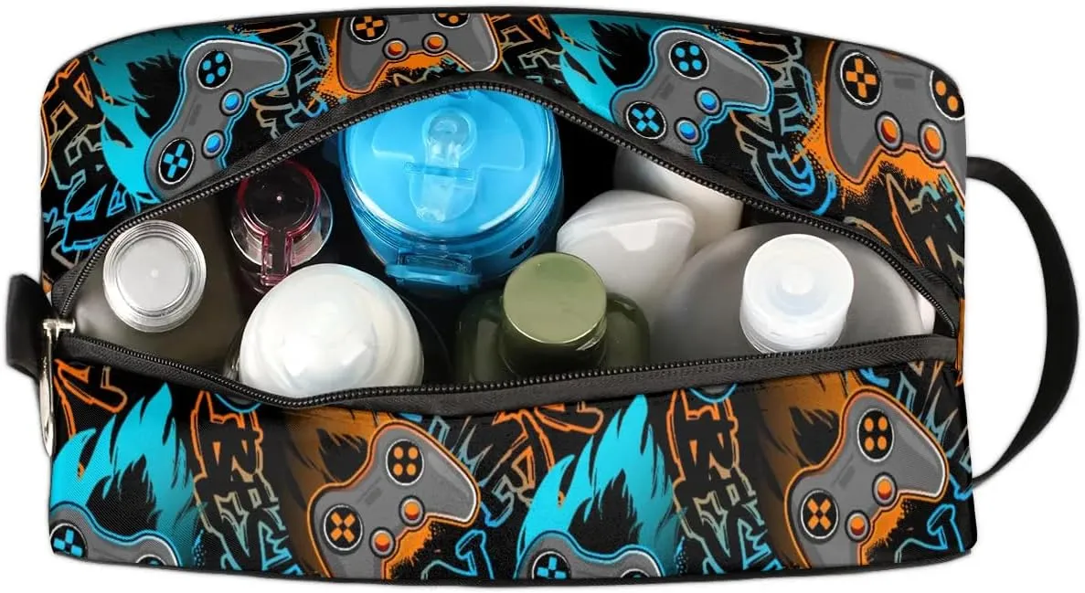 Boys Toiletry Bag for Kids Dopp Kit Game Waterproof Hanging Wash Bag Cosmetic Bag Medicine Bag for Travel Sports Shower Essential