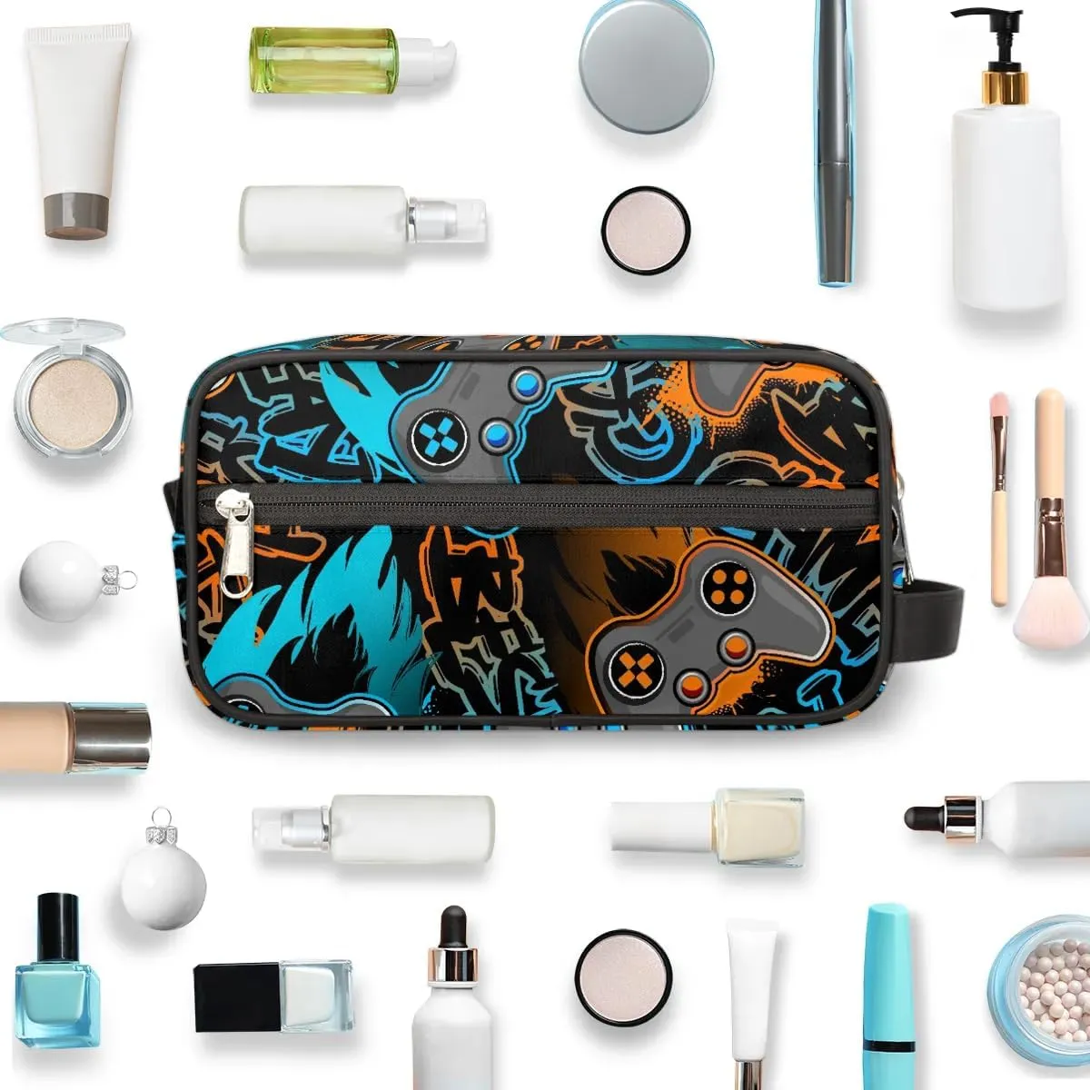 Boys Toiletry Bag for Kids Dopp Kit Game Waterproof Hanging Wash Bag Cosmetic Bag Medicine Bag for Travel Sports Shower Essential