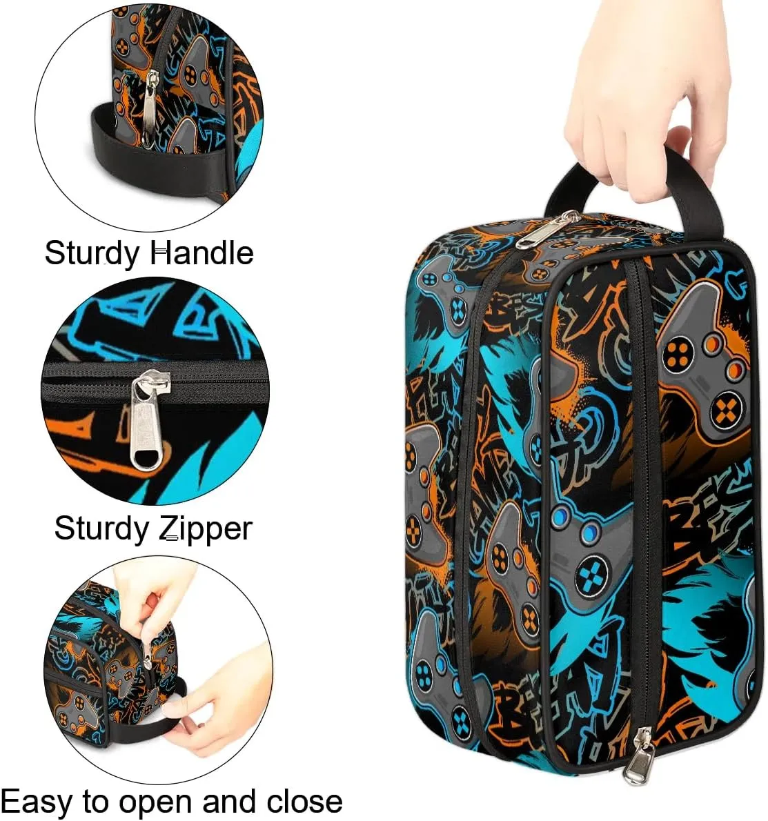 Boys Toiletry Bag for Kids Dopp Kit Game Waterproof Hanging Wash Bag Cosmetic Bag Medicine Bag for Travel Sports Shower Essential