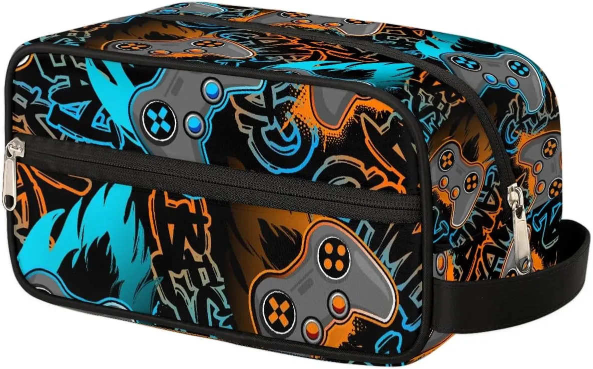 Boys Toiletry Bag for Kids Dopp Kit Game Waterproof Hanging Wash Bag Cosmetic Bag Medicine Bag for Travel Sports Shower Essential