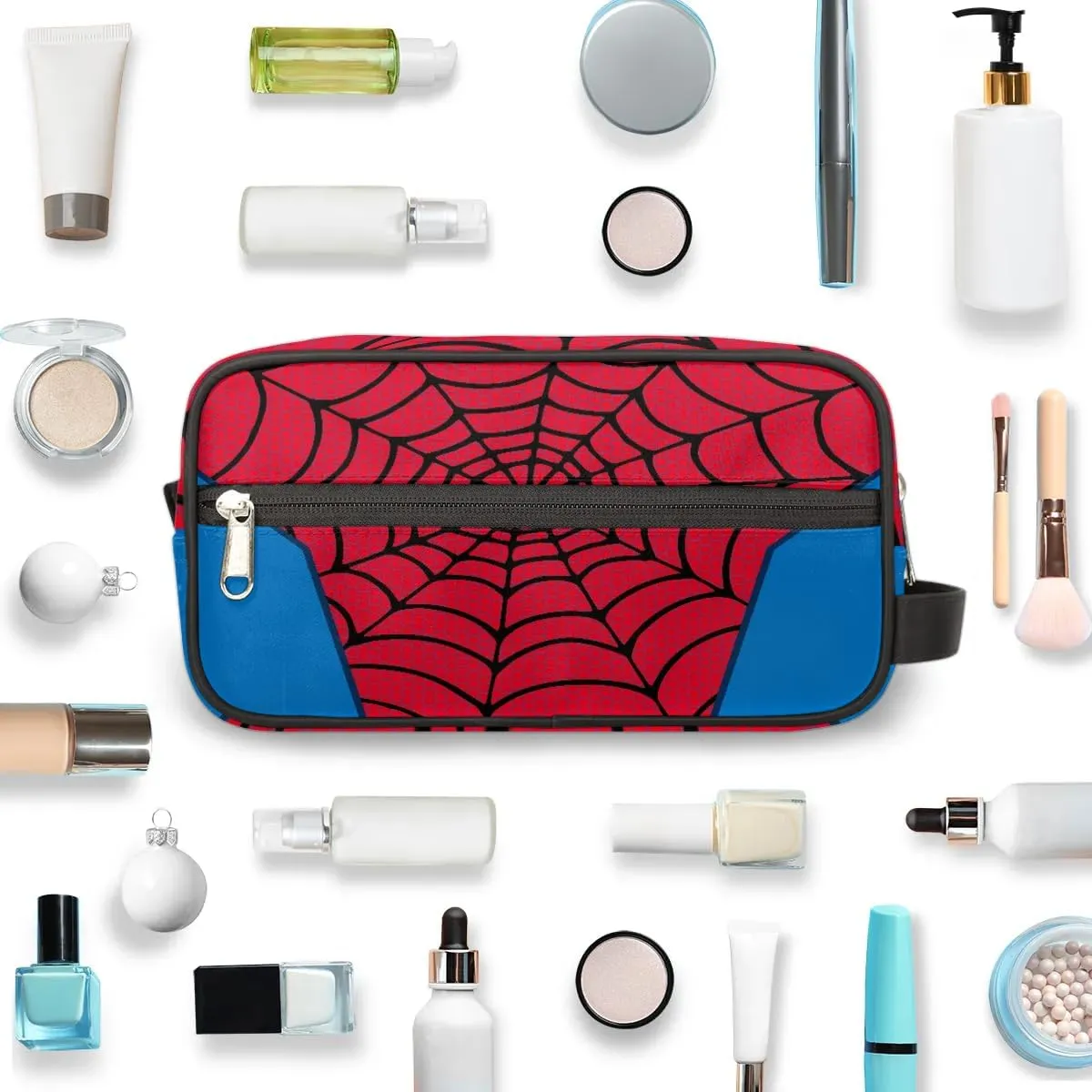 Boys Travel Toiletry Bag, Kids Waterproof Hanging Dopp Kit, Wash Bag with Large Capacity for Travel, Sports, Shower (Red Spider Web-2)