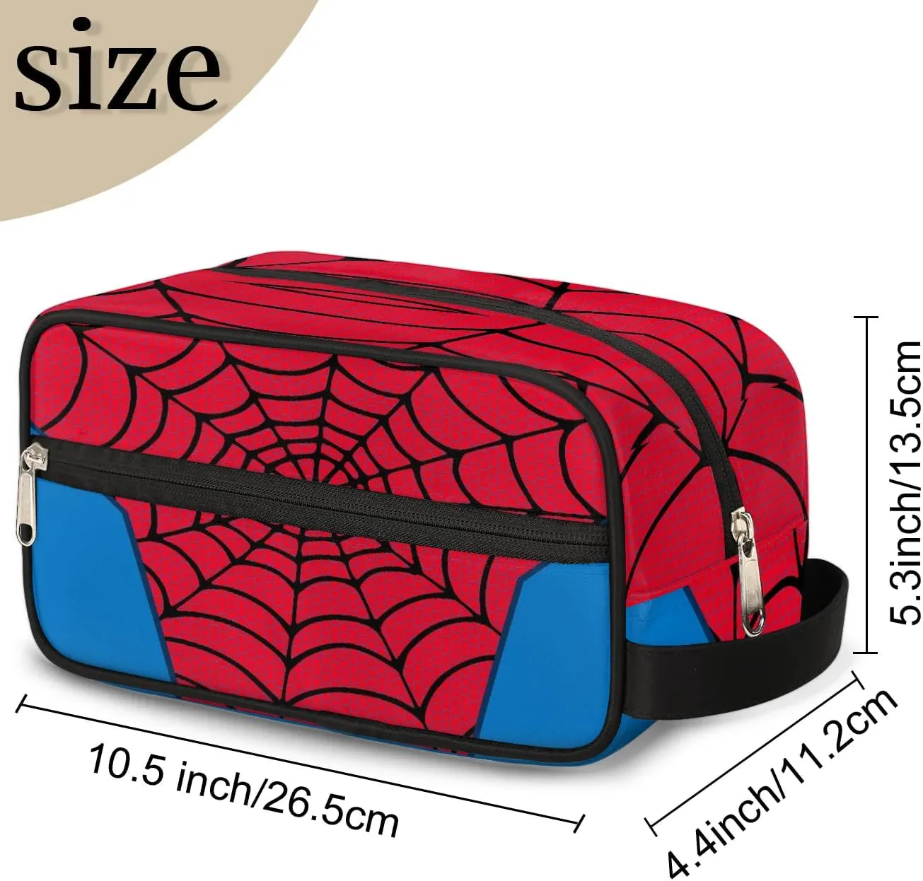 Boys Travel Toiletry Bag, Kids Waterproof Hanging Dopp Kit, Wash Bag with Large Capacity for Travel, Sports, Shower (Red Spider Web-2)
