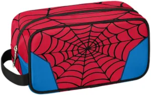 Boys Travel Toiletry Bag, Kids Waterproof Hanging Dopp Kit, Wash Bag with Large Capacity for Travel, Sports, Shower (Red Spider Web-2)