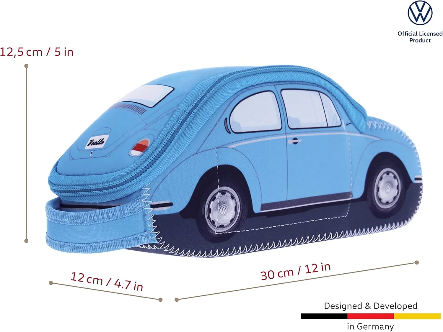 BRISA VW Collection - Volkswagen Neoprene Universal Bag for Makeup, Travel, Cosmetics in Beetle Bug Design